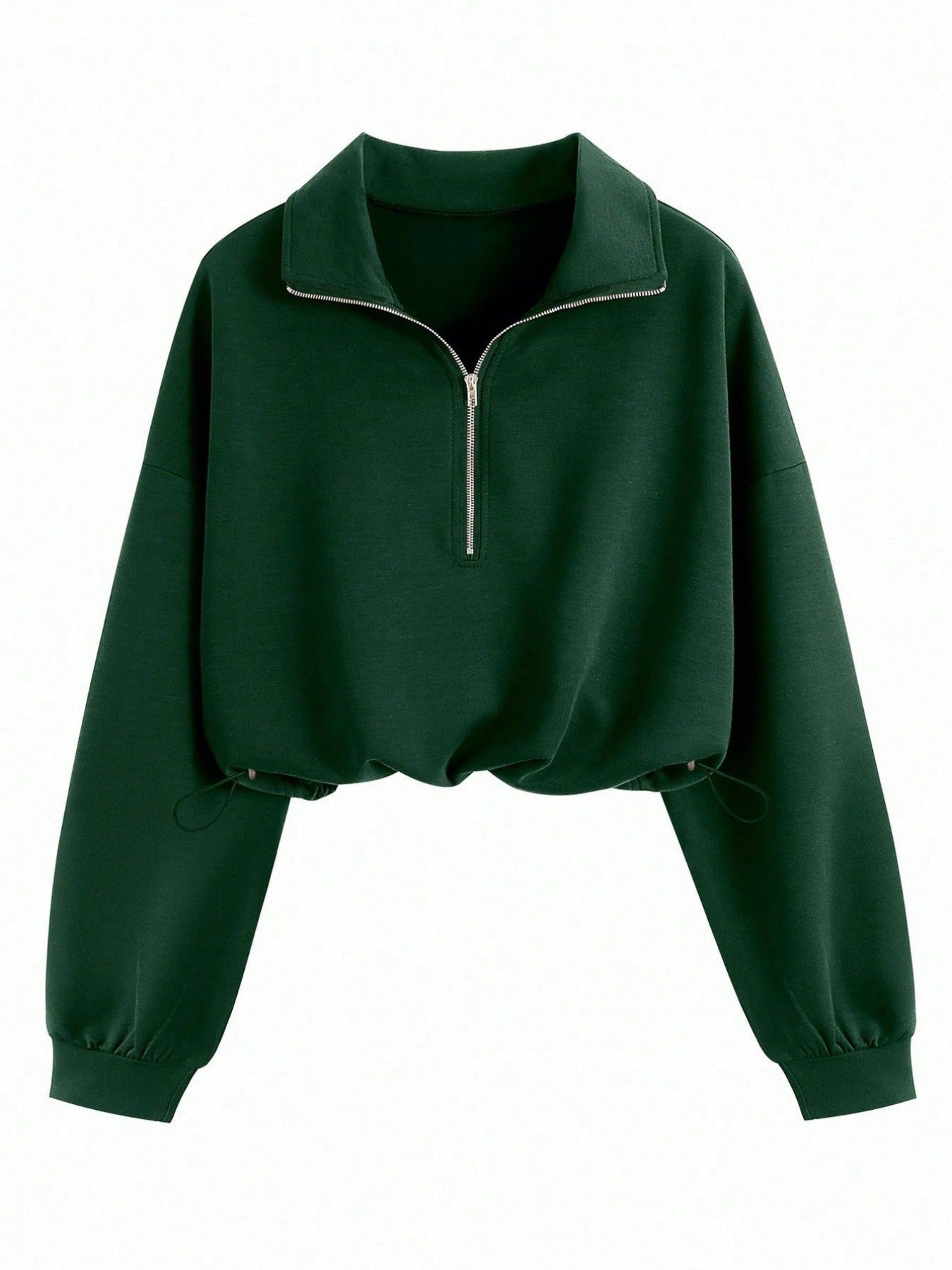 Cropped Hoodie met Rits en Taillekoord