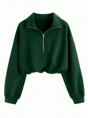 Cropped Hoodie met Rits en Taillekoord