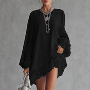 Effen kleur jurk met kant