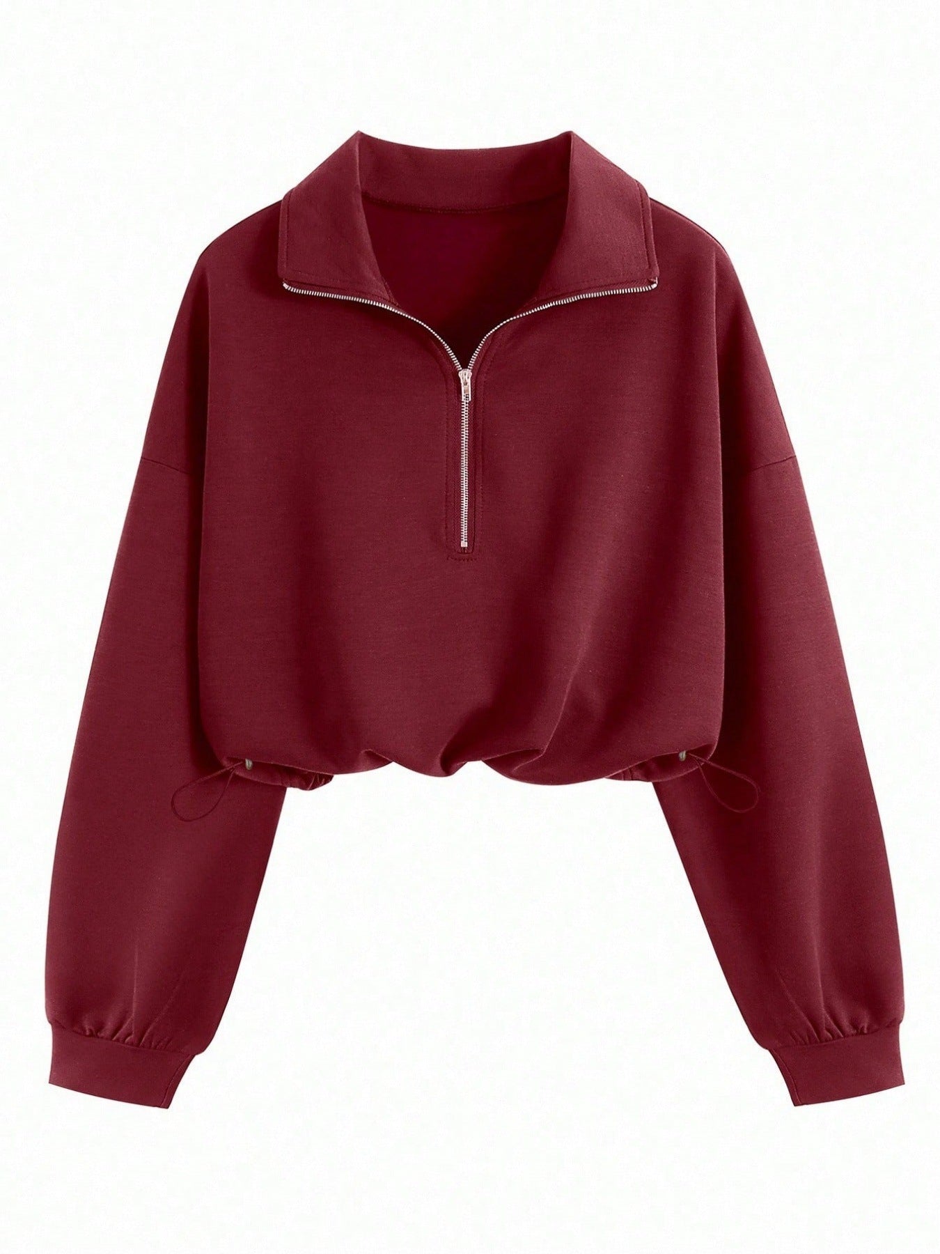 Cropped Hoodie met Rits en Taillekoord