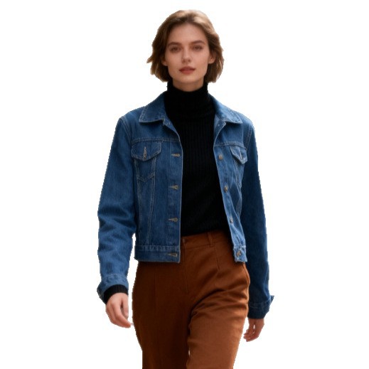 Blauw slim-fit gewassen spijkerjack voor dames