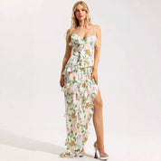 Modieuze chiffon etherische lange jurk met een elegante sfeer