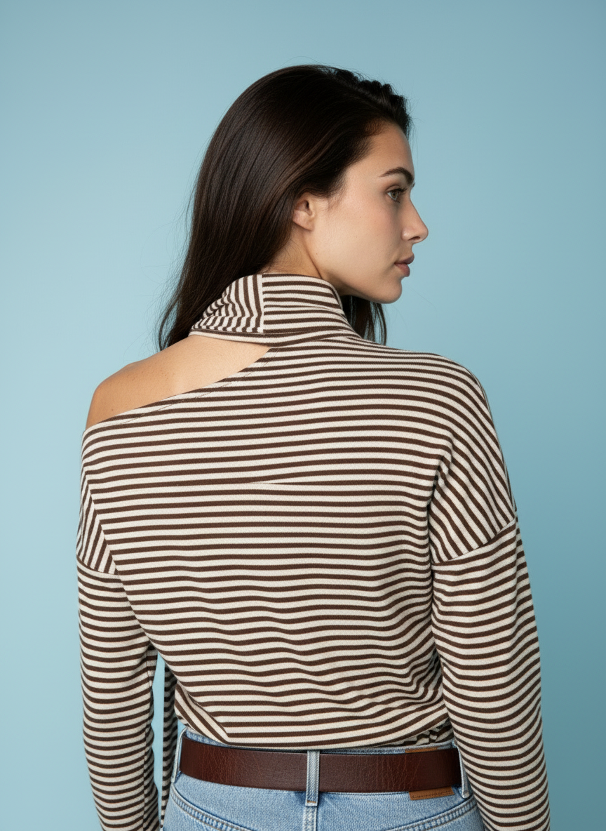 Gestreepte top met sjaaldetail