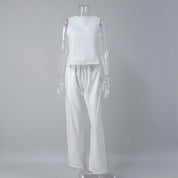 Nieuwe casual set met wijde pijpen en mouwloos vest