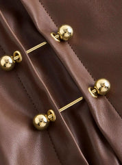 Faux Leren Minirok met Gouden Knopen