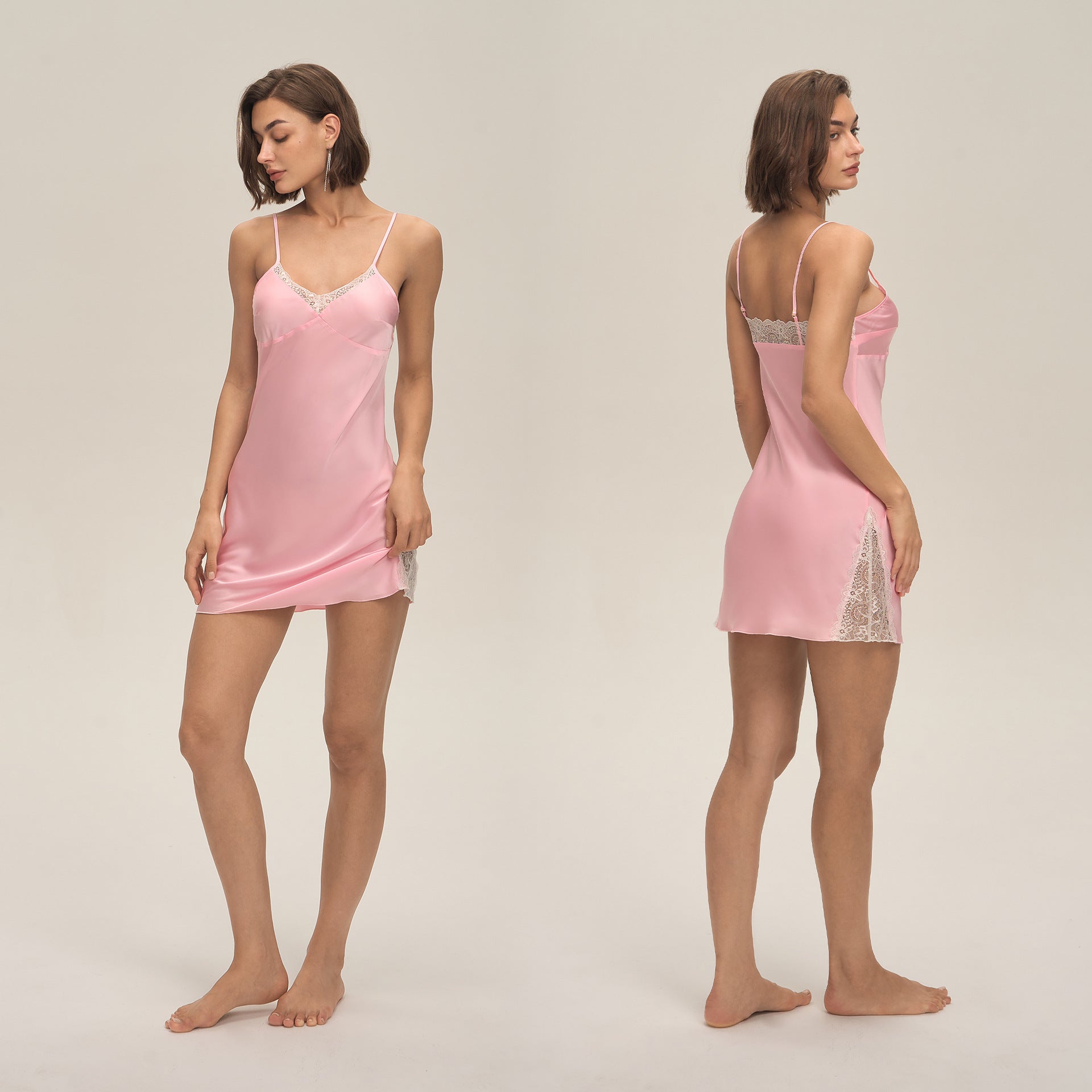 Satijnen Chiffon Camisole Nachthemd Casual, Comfortabele Loungewear