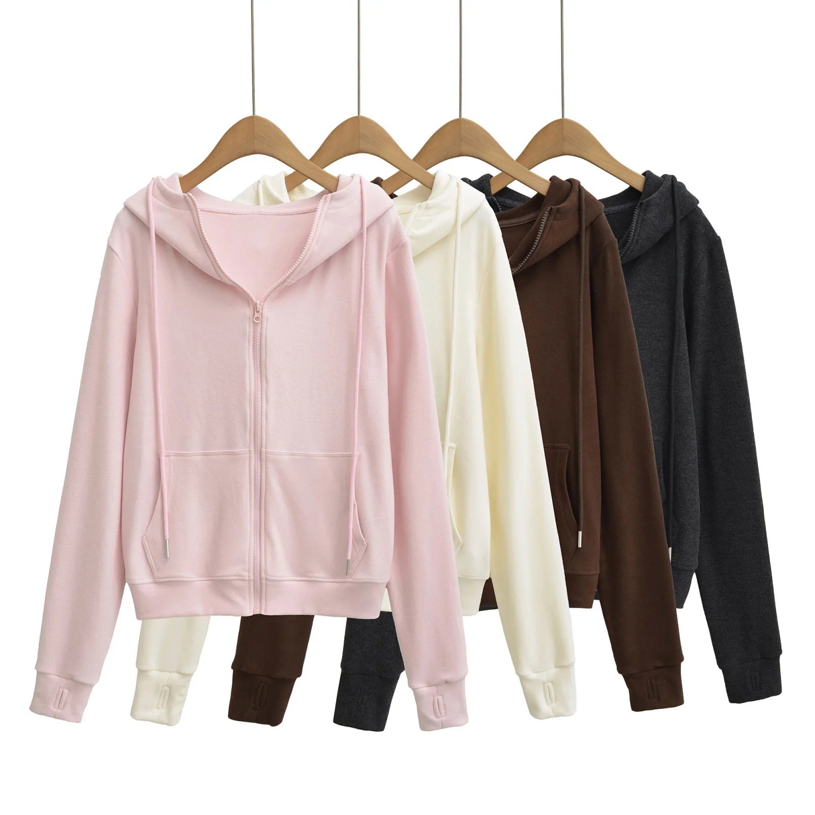 Fleece-Lined Zip Hoodie met Drawstring