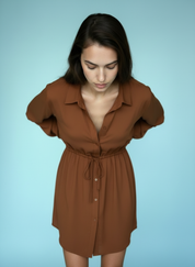 Dames Jumpsuit met Lange Mouwen & Knopen – Shirt Dress Look