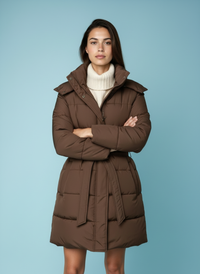 Gewatteerde jas met ceintuur