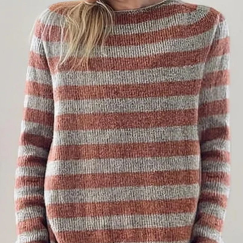 3D digitaal bedrukte dames trui met ronde hals gemaakt van grove naaldstof