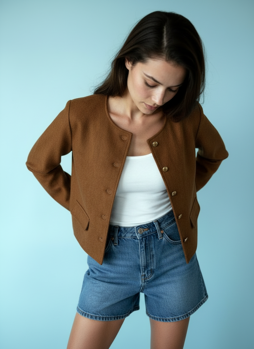 Minimalistisch Kort Jasje met Knopen