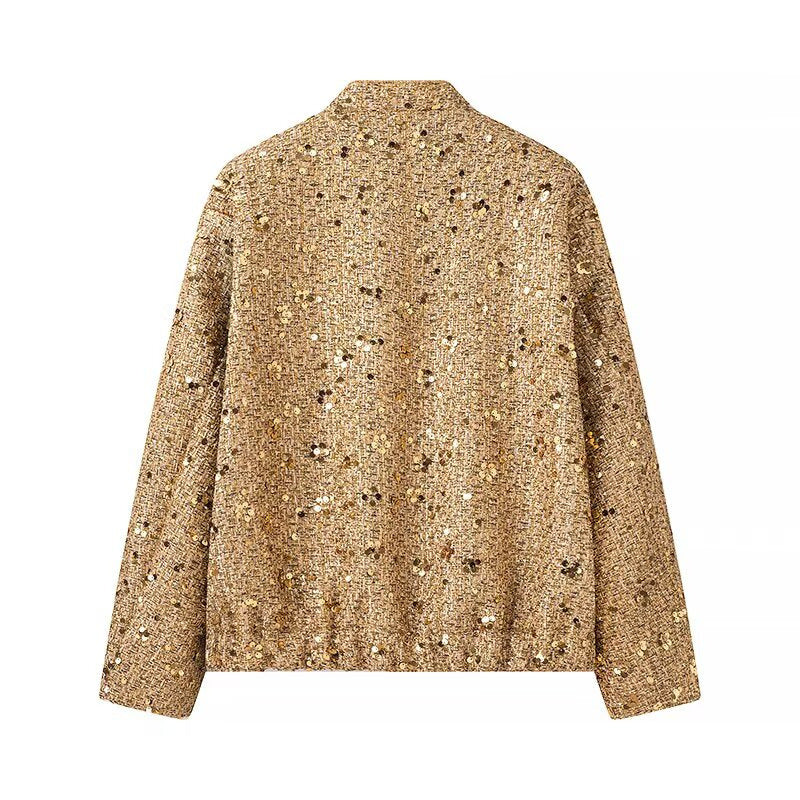Sequin Tweed Jacket met Luxe Glinsterende Afwerking