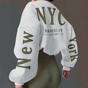 Losse trui met ronde hals met letterprint