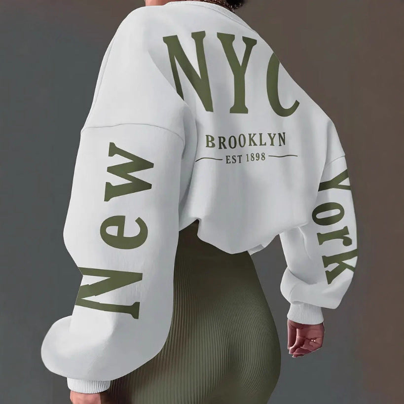 Losse trui met ronde hals met letterprint