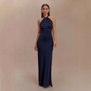 Ins Bodycon Halter Jurk Sexy Backless Slim Fit Taille Afslanken Maxi Jurken Prom Party Club Kleding Voor Vrouwen