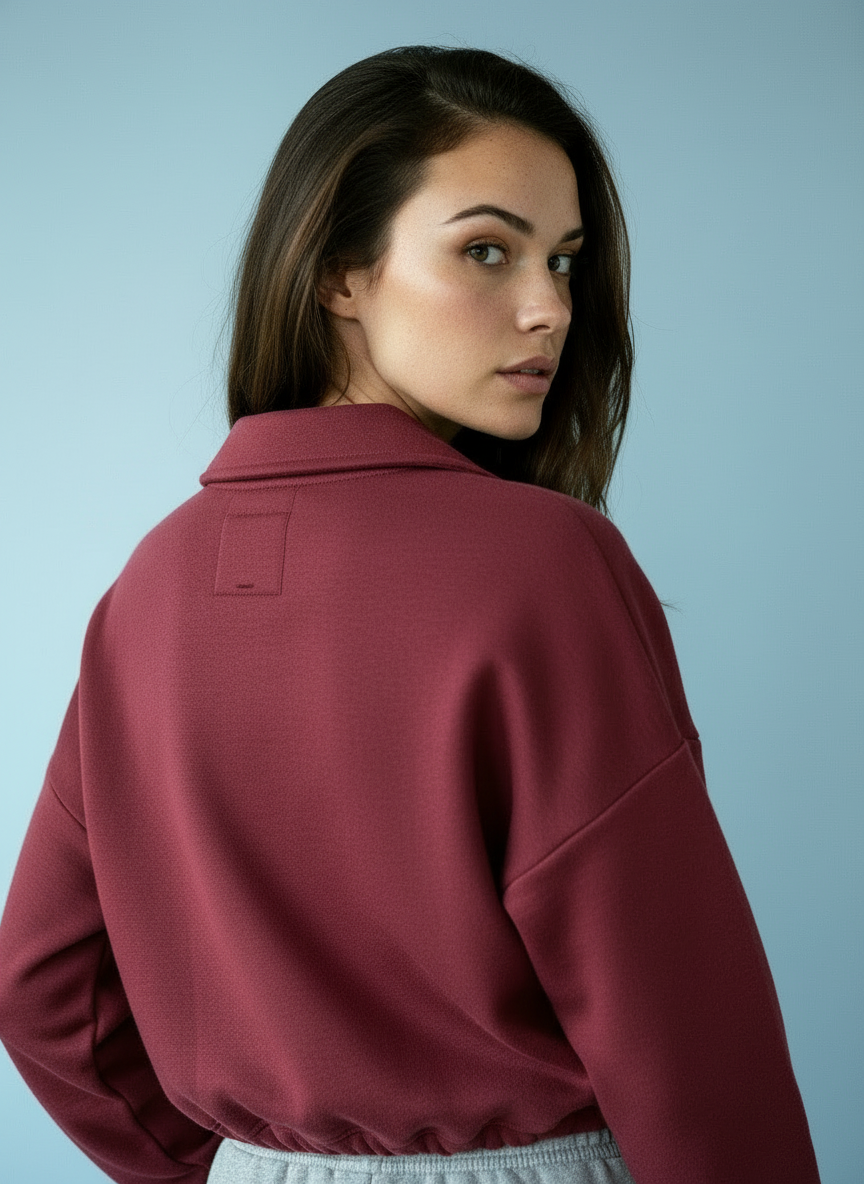 Cropped Hoodie met Rits en Taillekoord