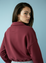 Cropped Hoodie met Rits en Taillekoord