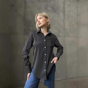 Losvallend plus-size gestreept overhemd voor dames