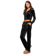 Stijlvolle fluwelen tweedelige sporthoodieset