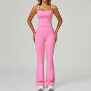 Dames effen kleur casual yoga top en broek set