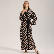 Herfst chiffon pyjama voor dames ademend ontwerp met lange mouwen en zebrapatroon