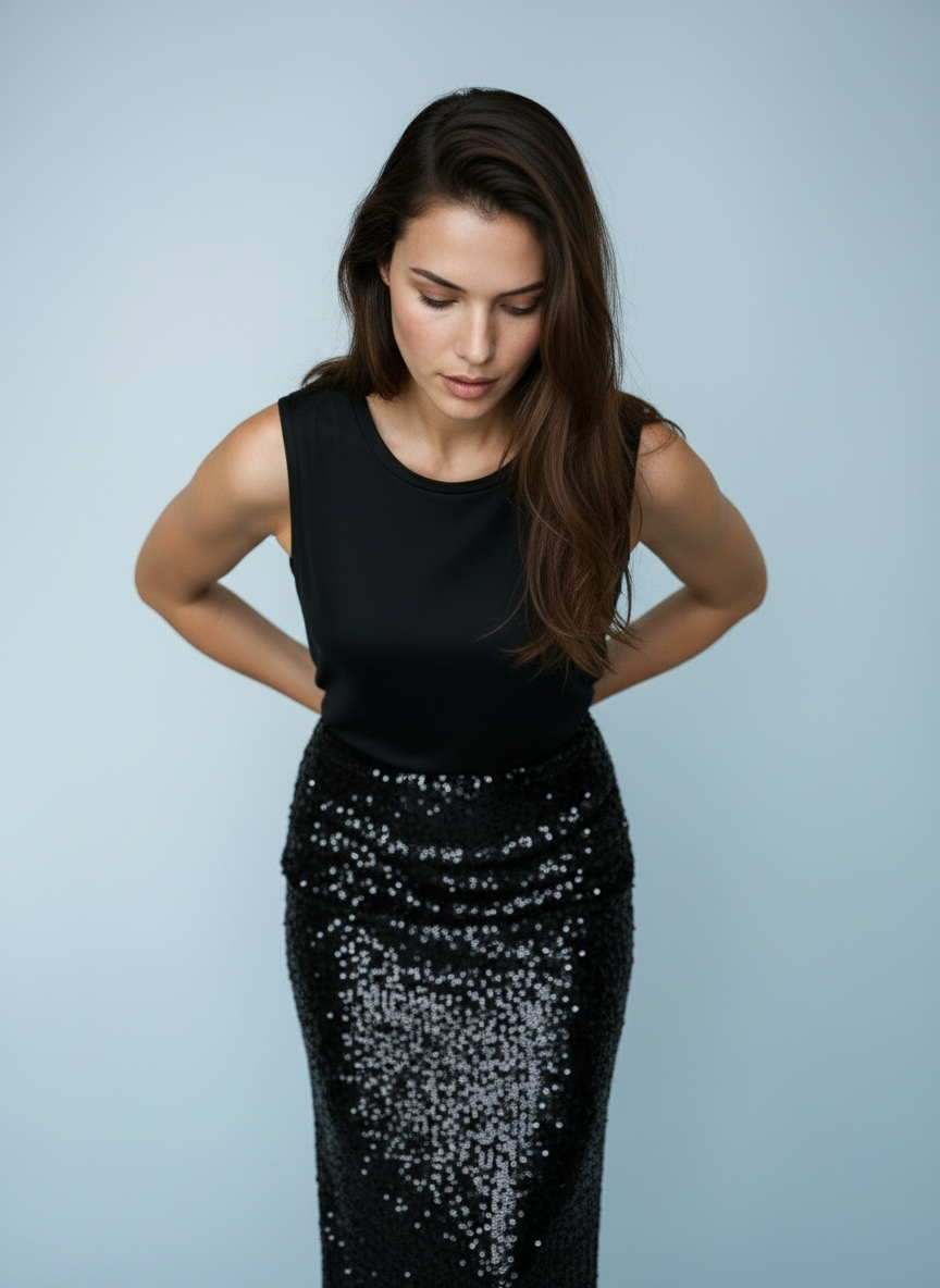 Chique lange pailletttenrok