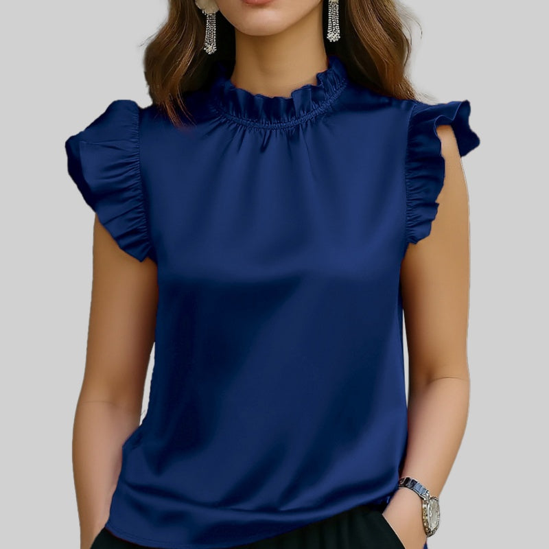 Stijlvolle Mouwloze Top Met Elegante Gegolfde Mouwen Veelzijdig En Perfect Voor Op Kantoor