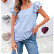 Sweet Ruffle Top met Strikdetail en Zachte Textuur