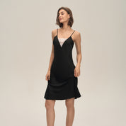 Dames Zomer Satijnen Chiffon Loungewear Sexy Kanten Panel Camisole Met Open Rug En Korte Rok