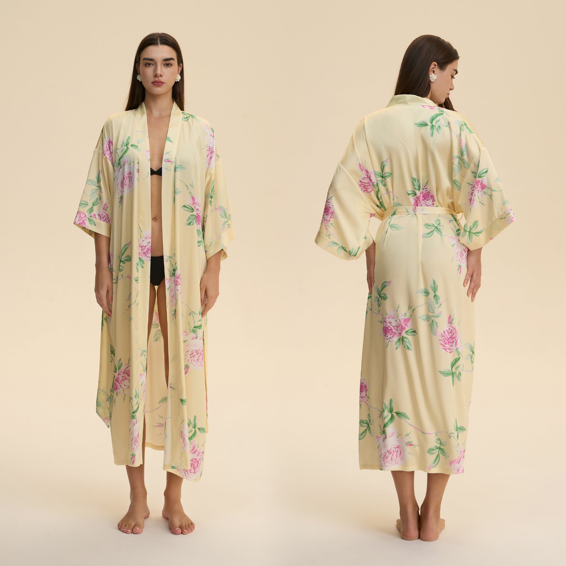 Nieuwe satijnen plus size pyjama voor dames lichtgewicht loungewear gewaad