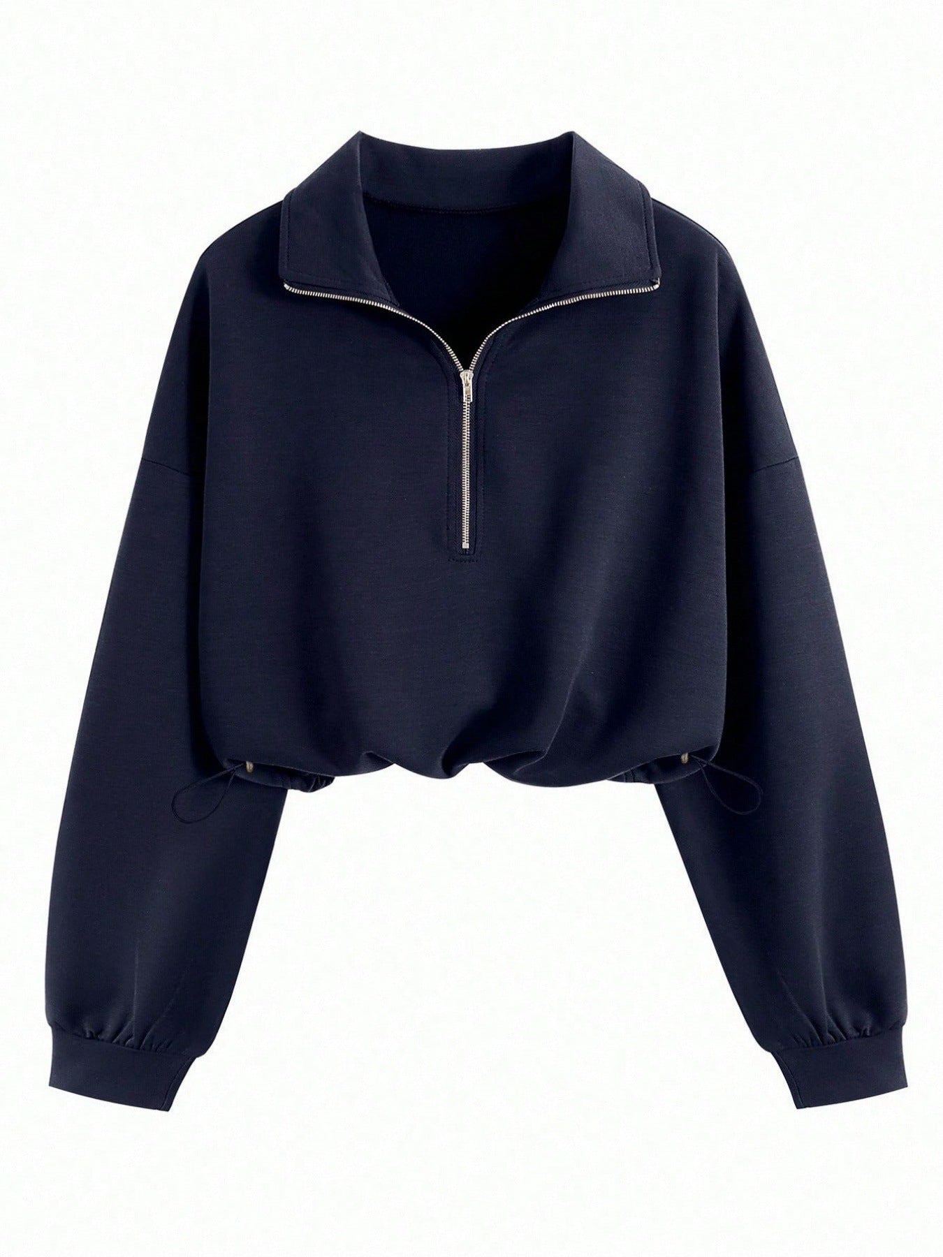 Cropped Hoodie met Rits en Taillekoord