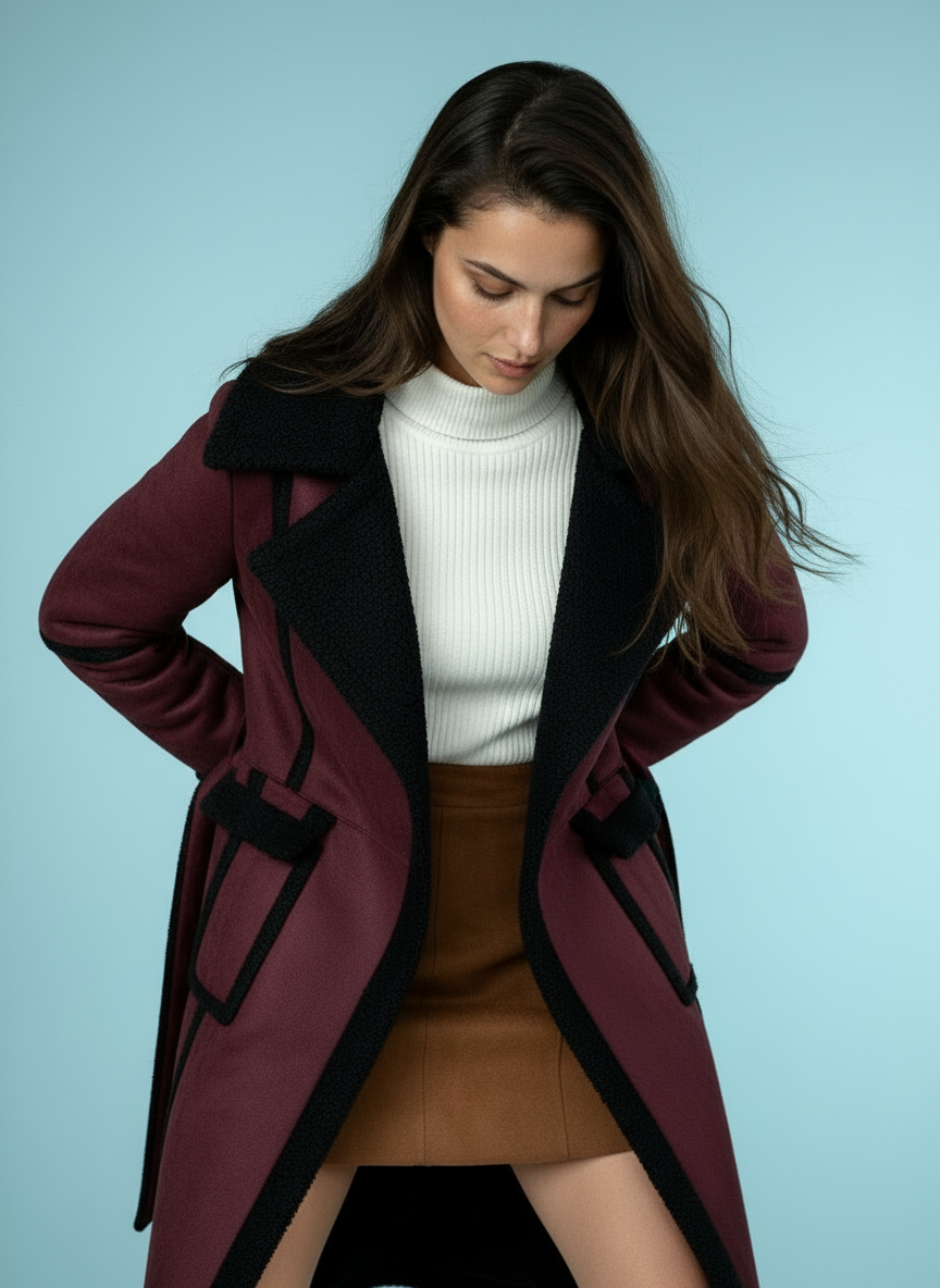 Lange Teddy-Fleece Mantel met Gevoerde Binnenkant – Warm & Stijlvol voor de Winter