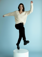 Zachte trui met V-hals