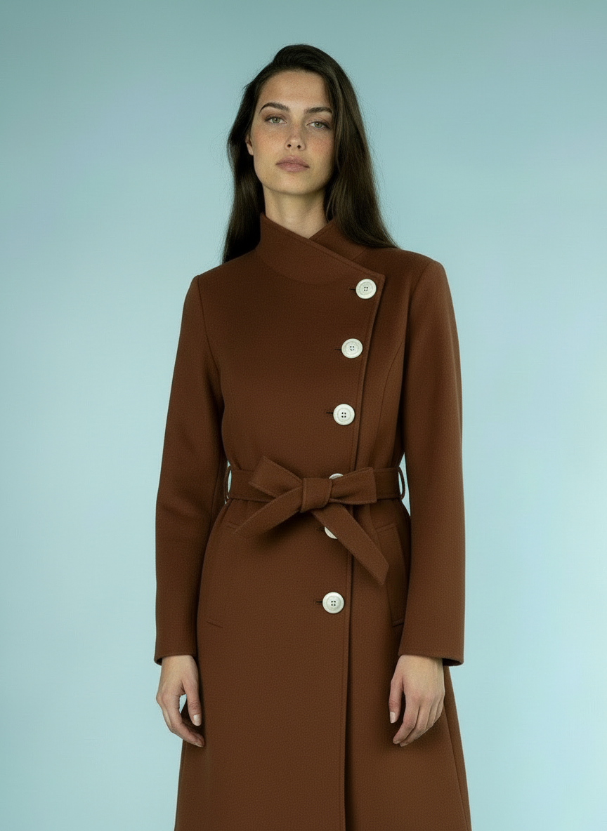 Elegante Single-Breasted Mantel met Opstaande Kraag