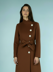 Elegante Single-Breasted Mantel met Opstaande Kraag