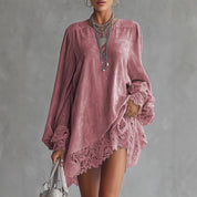 Effen kleur jurk met kant