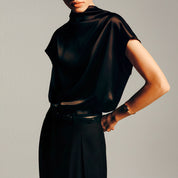 Stijlvolle minimalistische losvallende casual mouwloze top voor dames