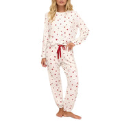 Pyjamaset met veterprint met lange mouwen en lange broek voor loungewear