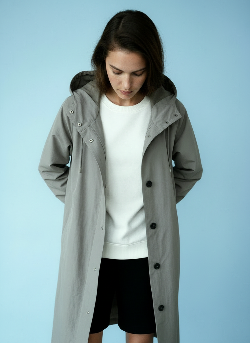 Dames Waterdichte Regen Trenchcoat met Capuchon – Tussenjas voor Lente en Herfst