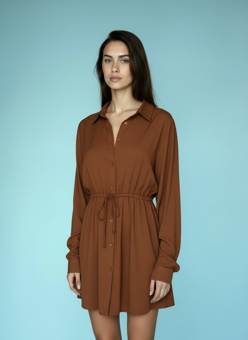 Dames Jumpsuit met Lange Mouwen & Knopen – Shirt Dress Look