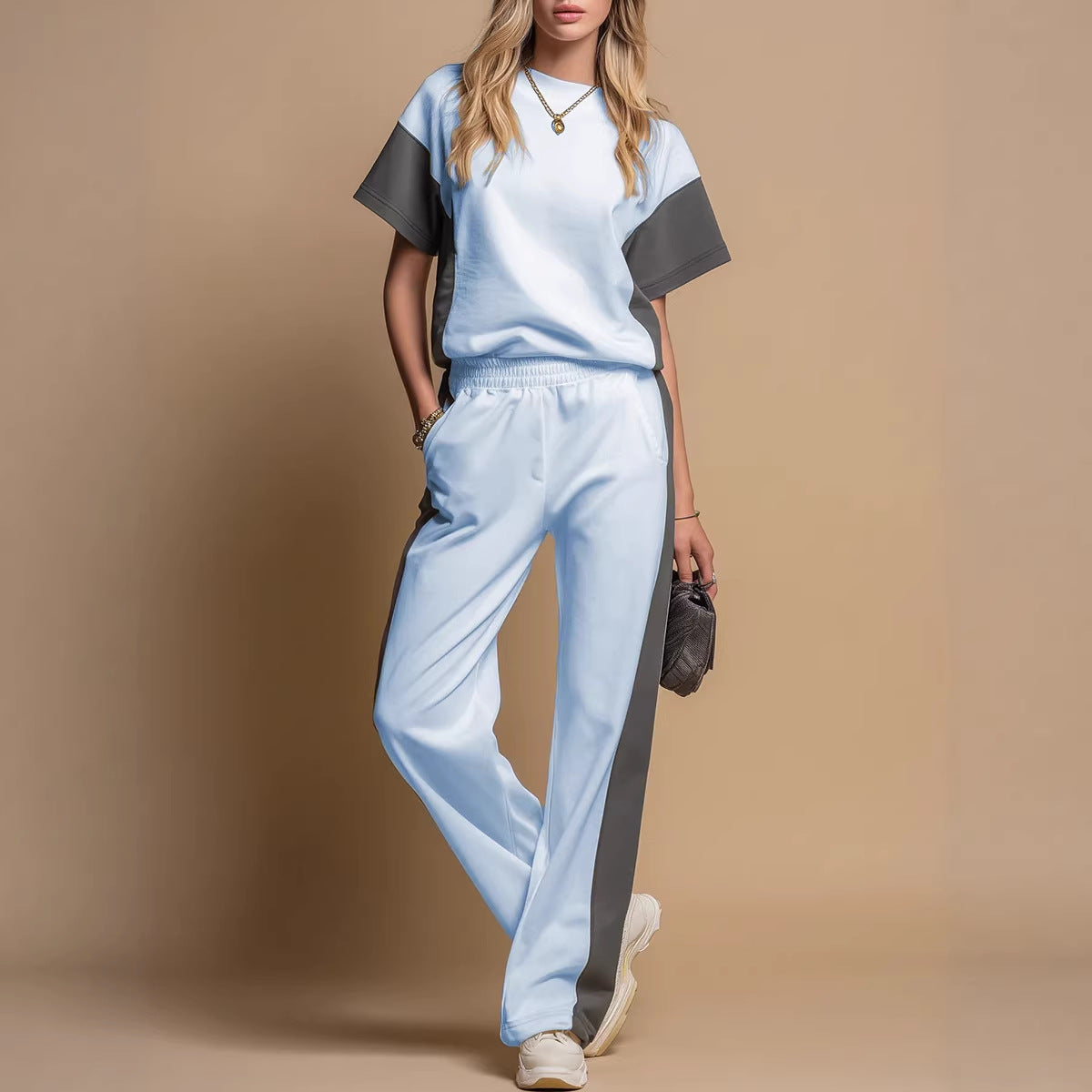 Minimalistische Two-Piece Set met Contrast Details