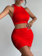 Dames high-end casual comfortabele halterhals bodycon set