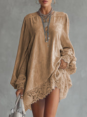 Effen kleur jurk met kant