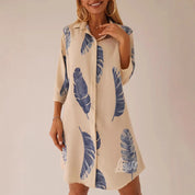 Modieuze geprinte revers vest jurk