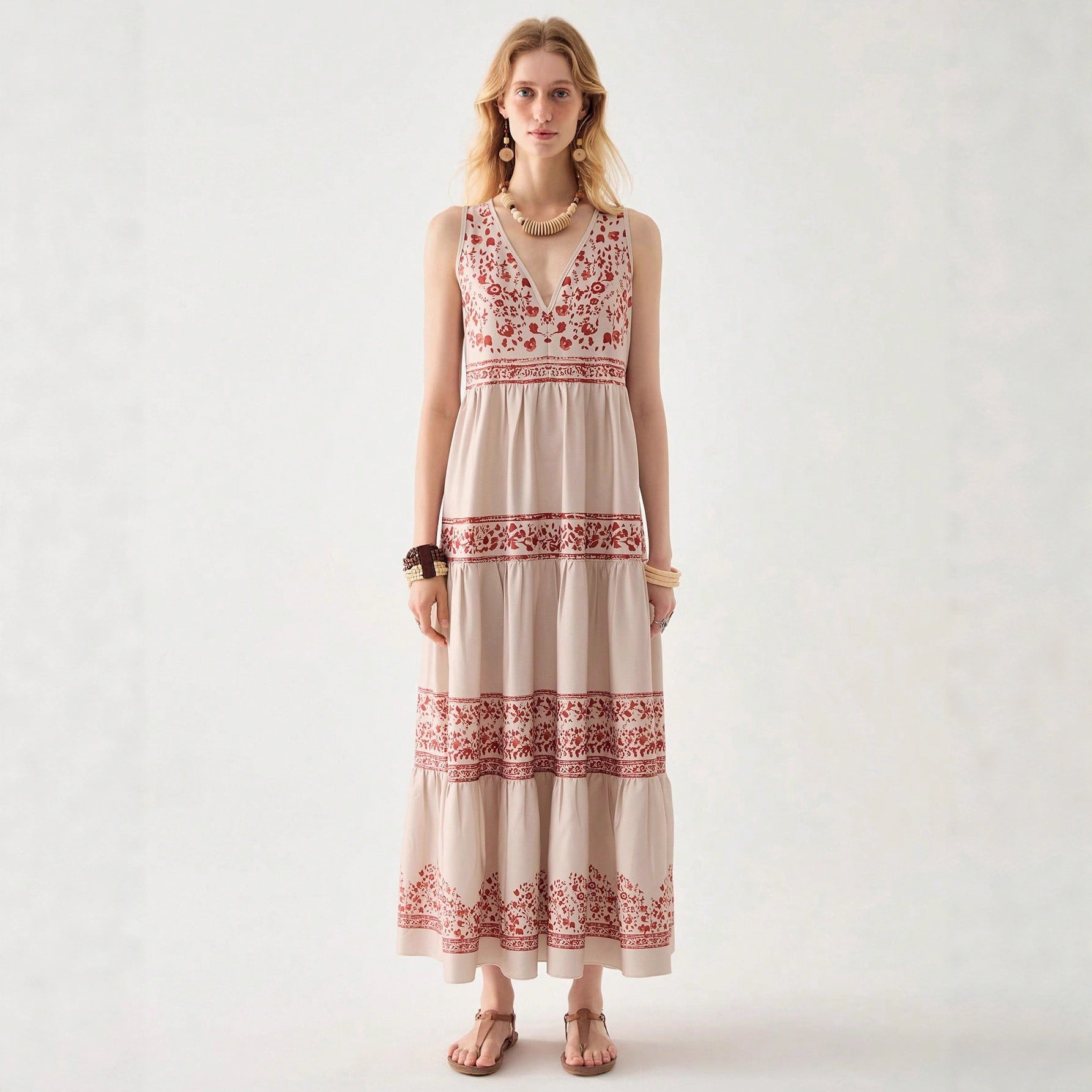 Dames kanten jurk met V-hals en mouwloos ontwerp