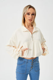 Losse casual sweatshirt met halve rits voor dames