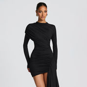 Irregularly Pleated Draped Dress