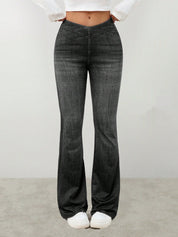 High-Waist Denim Flared Pants met Slimming Effect