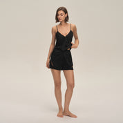 Satijnen Chiffon Cami Shorts Pyjama Set Voor Thuiskleding