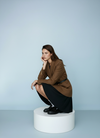 Wollen blazer met ceintuur en gouden knopen